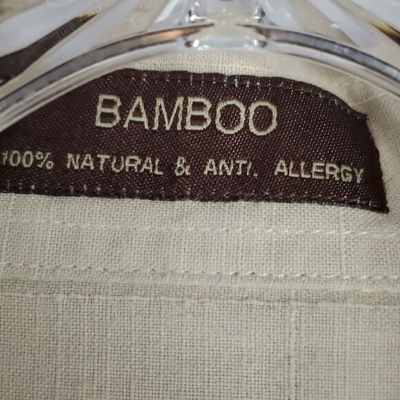 L BAMBOO JAMES TATTERSALL NATURAL KHAKI TAN LONG SLEEVE BUTTON DOWN SHIRT large - Picture 9 of 12